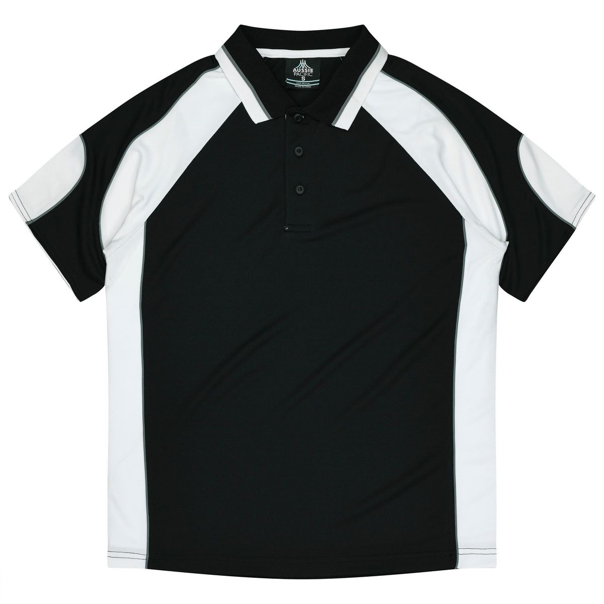 Aussie Pacific 3300 Kids' Murray Polo — BLACK/WHITE