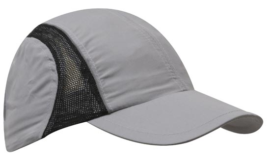Headwear 3814 Micro Fibre & Mesh Sports Cap with Reflective Trim - Grey/Black