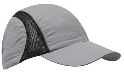 Headwear 3814 Micro Fibre & Mesh Sports Cap with Reflective Trim - Grey/Black