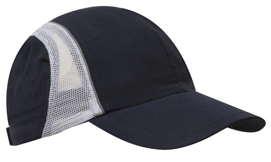 Headwear 3814 Micro Fibre & Mesh Sports Cap with Reflective Trim - Navy/White