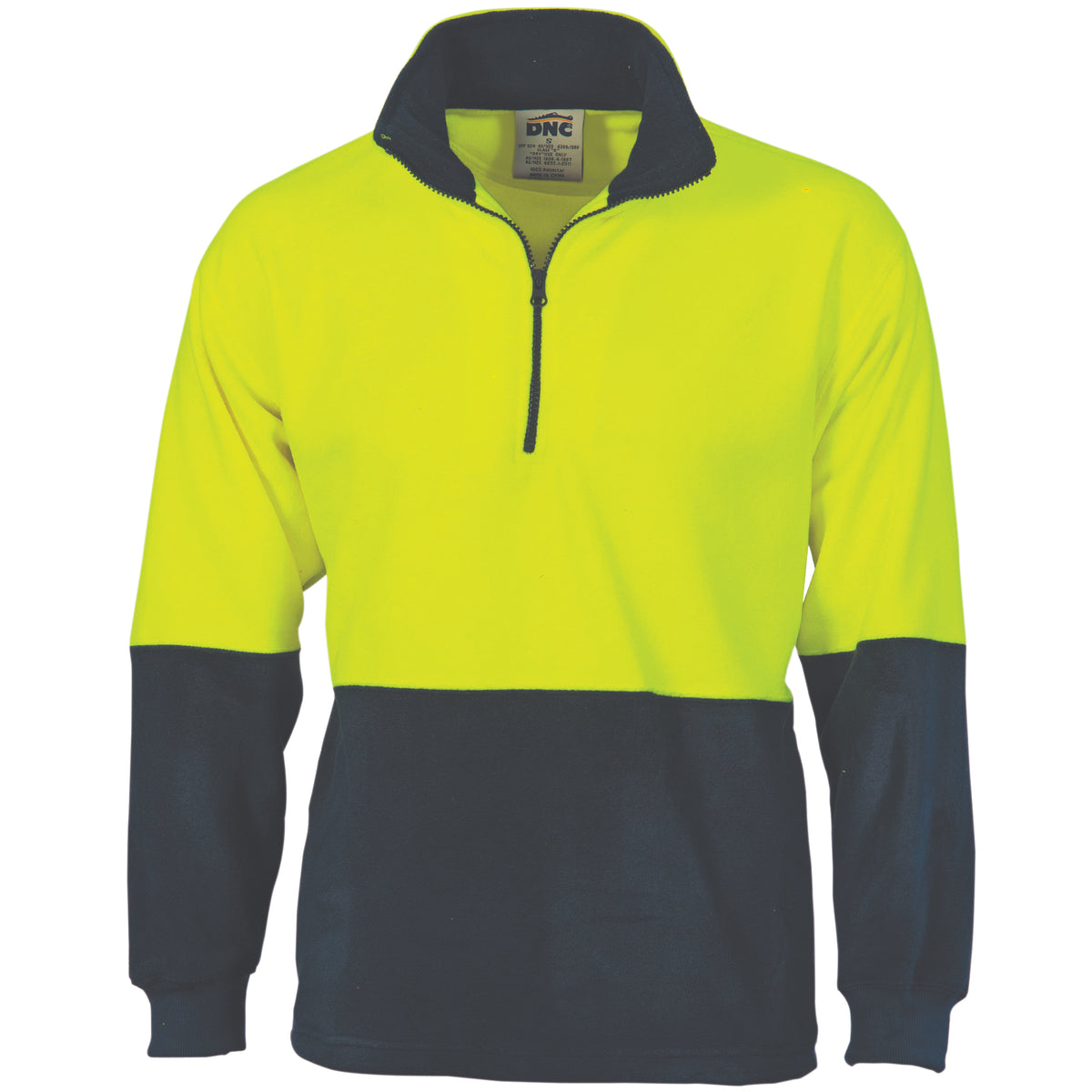 DNC HiVis Two Tone 1/2 Zip Polar Fleece — Yellow/Navy