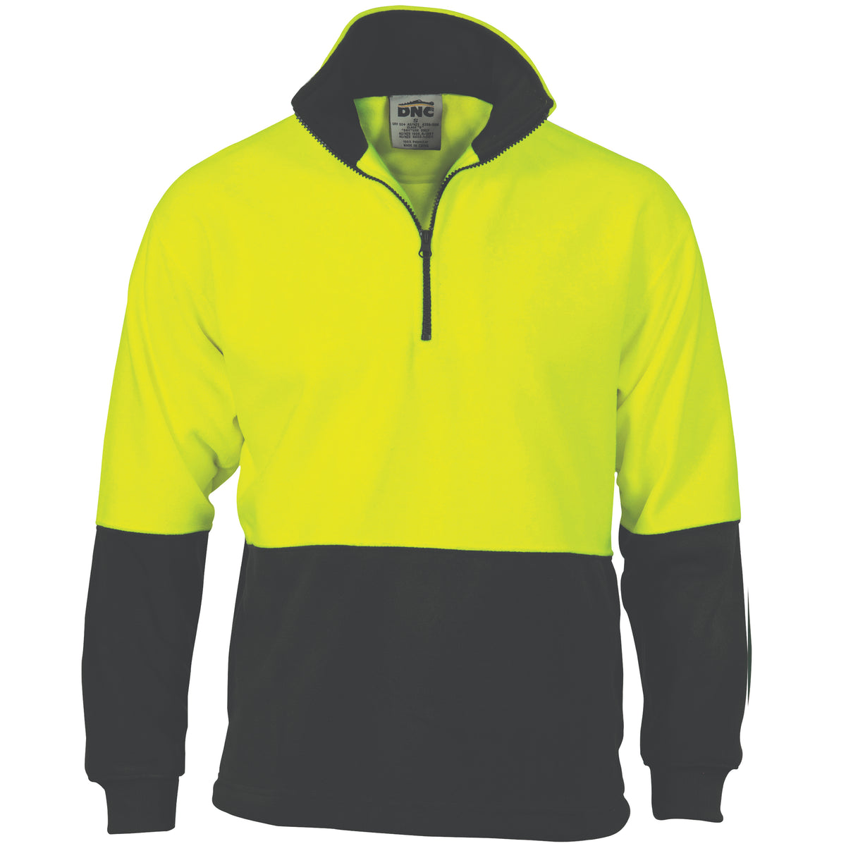 DNC HiVis Two Tone 1/2 Zip Polar Fleece — Yellow/Black