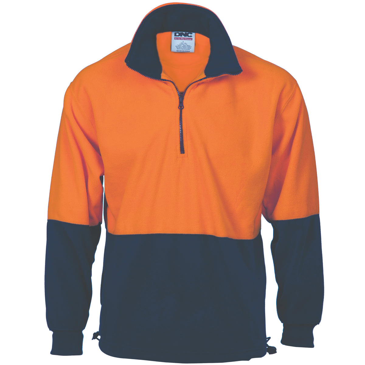 DNC HiVis Two Tone 1/2 Zip Polar Fleece — Orange/Navy