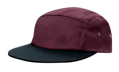 Headwear 3899 Cotton Twill Square Front - Maroon/Black