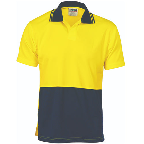 DNC HiVis Two Tone Food Industry Polo - Short Sleeve — Yellow/Navy