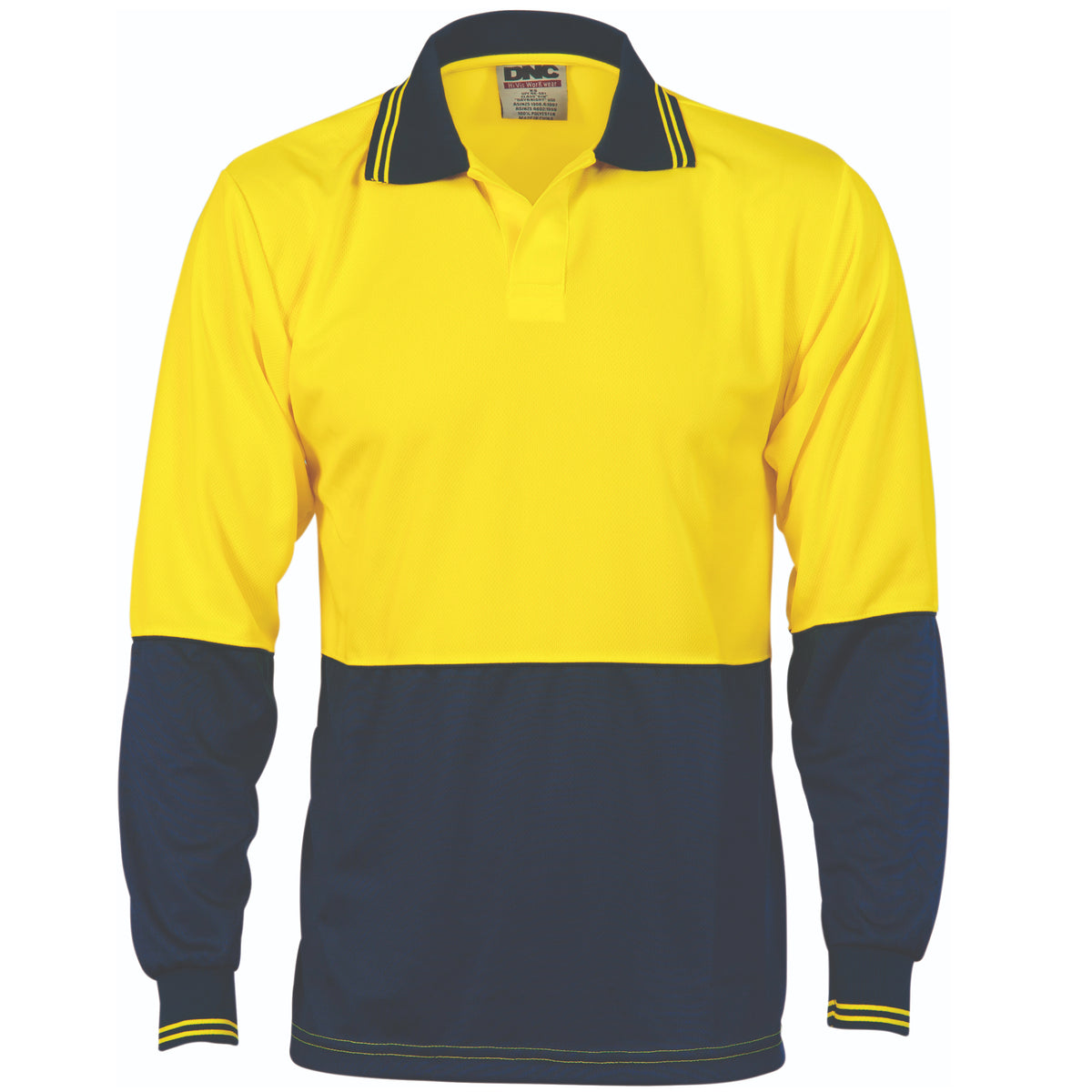 DNC Hivis Two Tone Food Industry Polo - Long Sleeve — Yellow/Navy