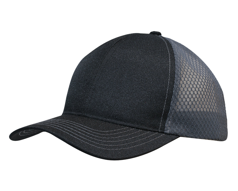 Headwear 3972 Breathable poly twill with honeycomb mesh - Black/Charcoal