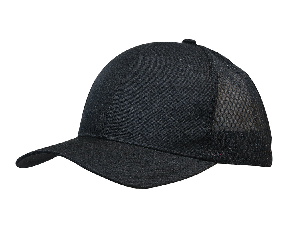 Headwear 3972 Breathable poly twill with honeycomb mesh - Black