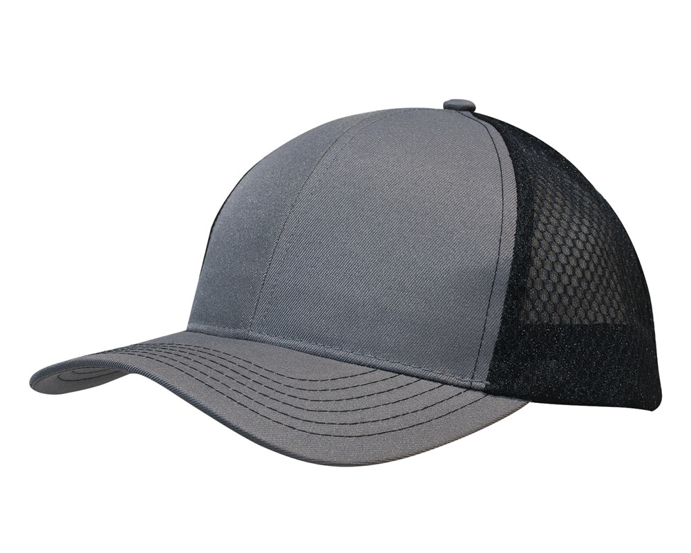 Headwear 3972 Breathable poly twill with honeycomb mesh - Charcoal/Black