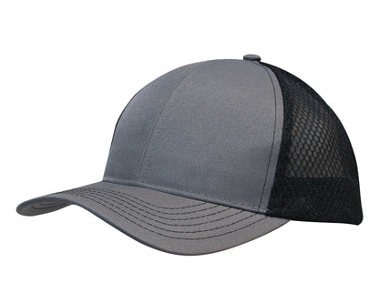 Headwear 3972 Breathable poly twill with honeycomb mesh - Charcoal/Black