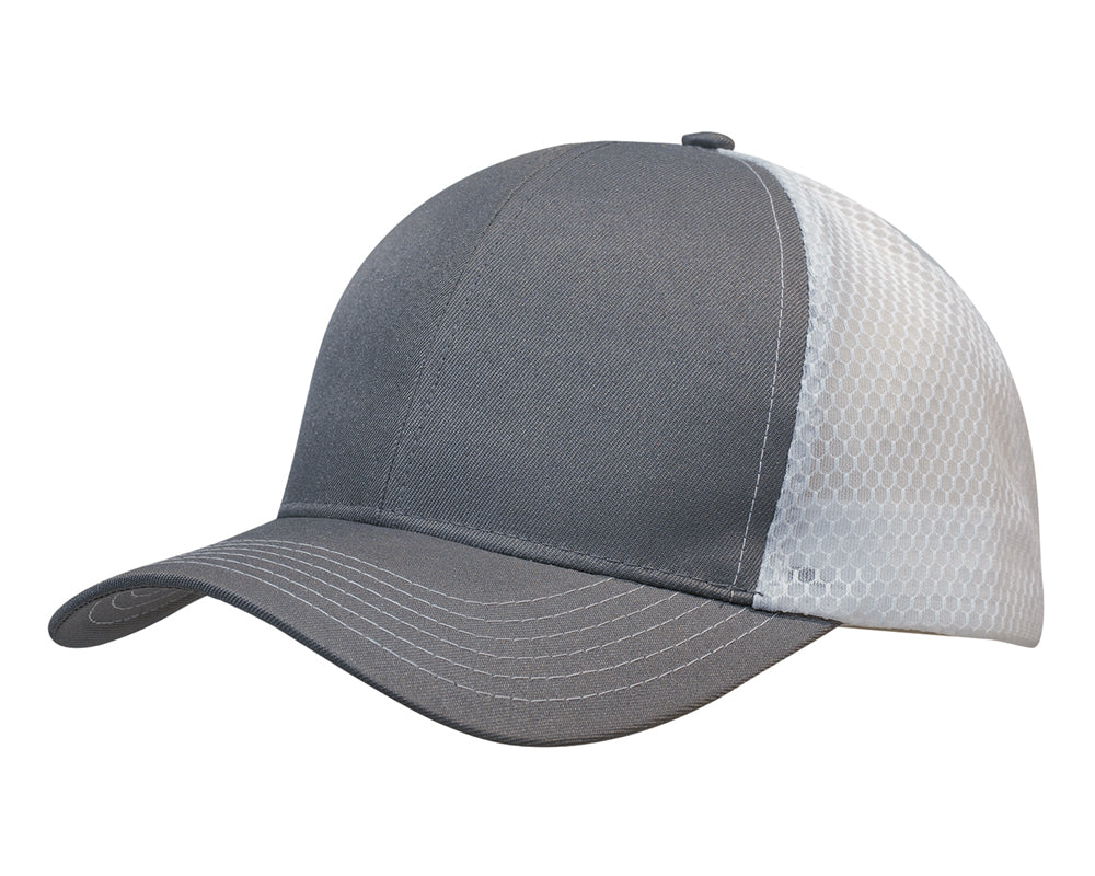 Headwear 3972 Breathable poly twill with honeycomb mesh - Charcoal/White