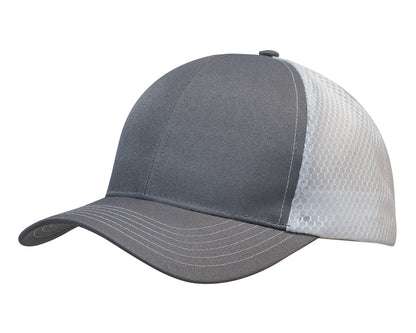 Headwear 3972 Breathable poly twill with honeycomb mesh - Charcoal/White