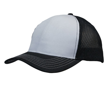 Headwear 3972 Breathable poly twill with honeycomb mesh - White/Black