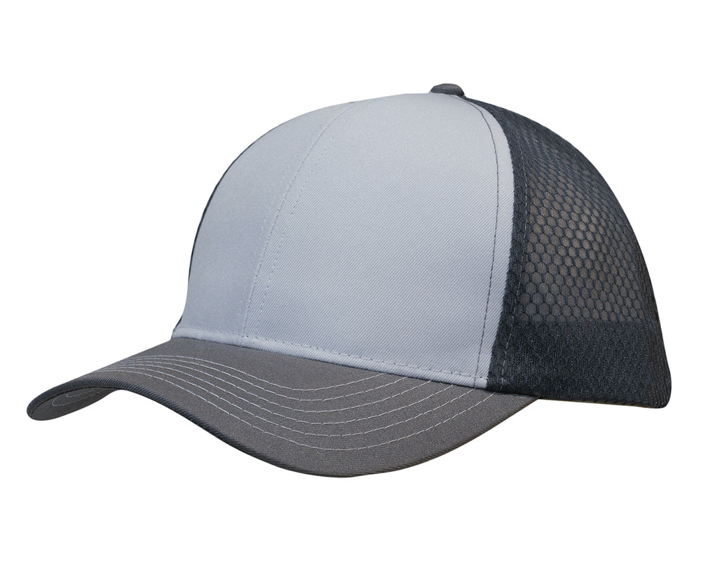 Headwear 3972 Breathable poly twill with honeycomb mesh - White/Charcoal