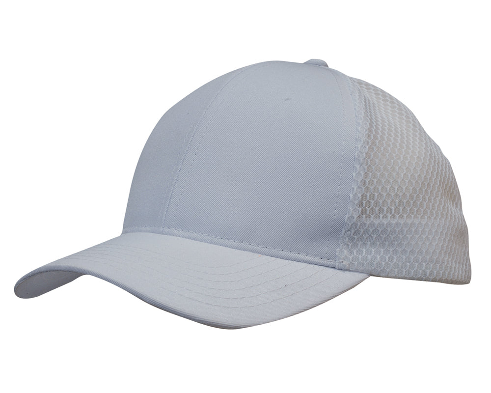 Headwear 3972 Breathable poly twill with honeycomb mesh - White