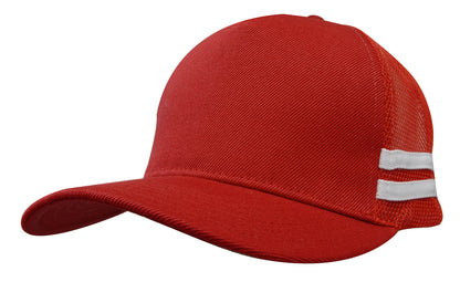Headwear 3995 American Premium Twill/Mesh Deep Fit Trucker with Stripes - Red/White