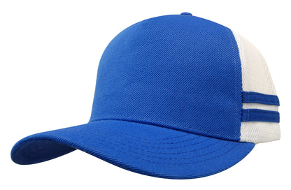 Headwear 3995 American Premium Twill/Mesh Deep Fit Trucker with Stripes - Royal/White/Royal