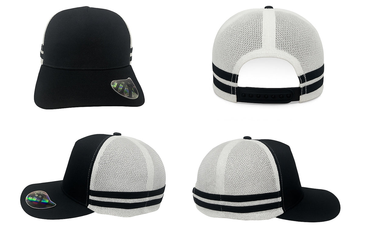Headwear 3995 American Premium Twill/Mesh Deep Fit Trucker with Stripes - supplier overview