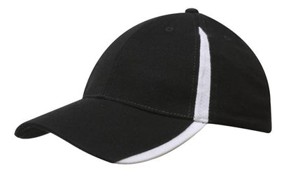 Headwear 4014 Brushed Heavy Cotton with Inserts on the Peak & Crown - Black/White
