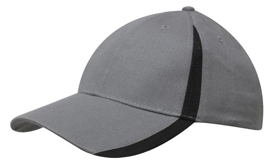 Headwear 4014 Brushed Heavy Cotton with Inserts on the Peak & Crown - Charcoal/Black