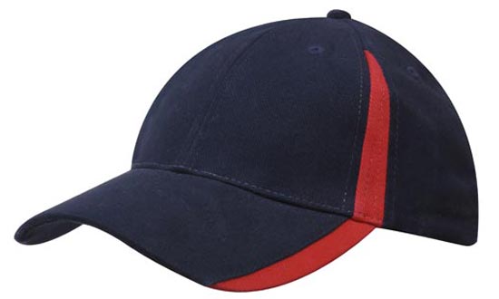 Headwear 4014 Brushed Heavy Cotton with Inserts on the Peak & Crown - Navy/Red