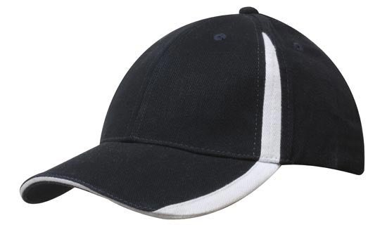 Headwear 4014 Brushed Heavy Cotton with Inserts on the Peak & Crown - Navy/White