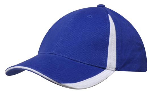 Headwear 4014 Brushed Heavy Cotton with Inserts on the Peak & Crown - Royal/White