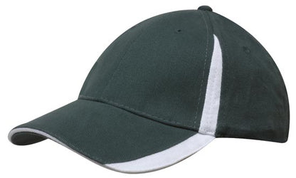 Headwear 4014 Brushed Heavy Cotton with Inserts on the Peak & Crown - Bottle/White