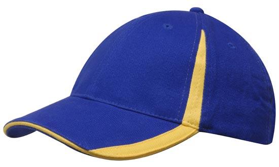 Headwear 4014 Brushed Heavy Cotton with Inserts on the Peak & Crown - Royal/Gold