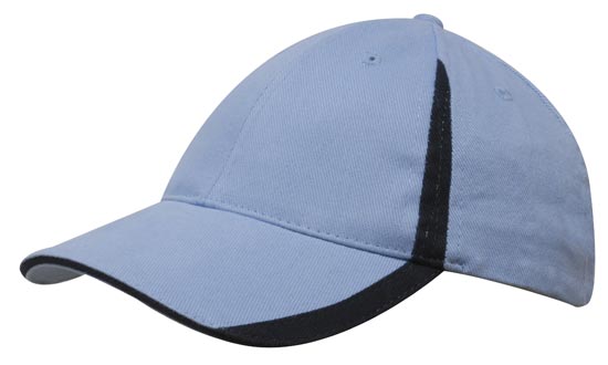 Headwear 4014 Brushed Heavy Cotton with Inserts on the Peak & Crown - Sky/Navy