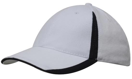 Headwear 4014 Brushed Heavy Cotton with Inserts on the Peak & Crown - White/Navy