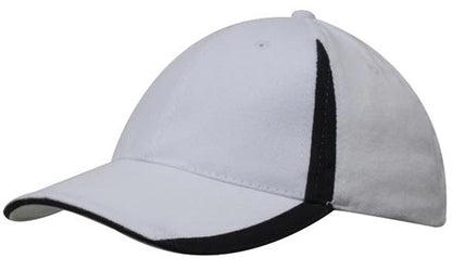 Headwear 4014 Brushed Heavy Cotton with Inserts on the Peak & Crown - White/Navy