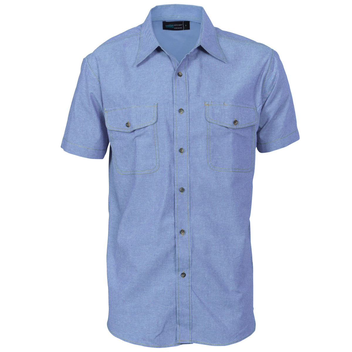 DNC Mens Twin Flap Pocket Cotton Chambray - Short Sleeve — Chambray