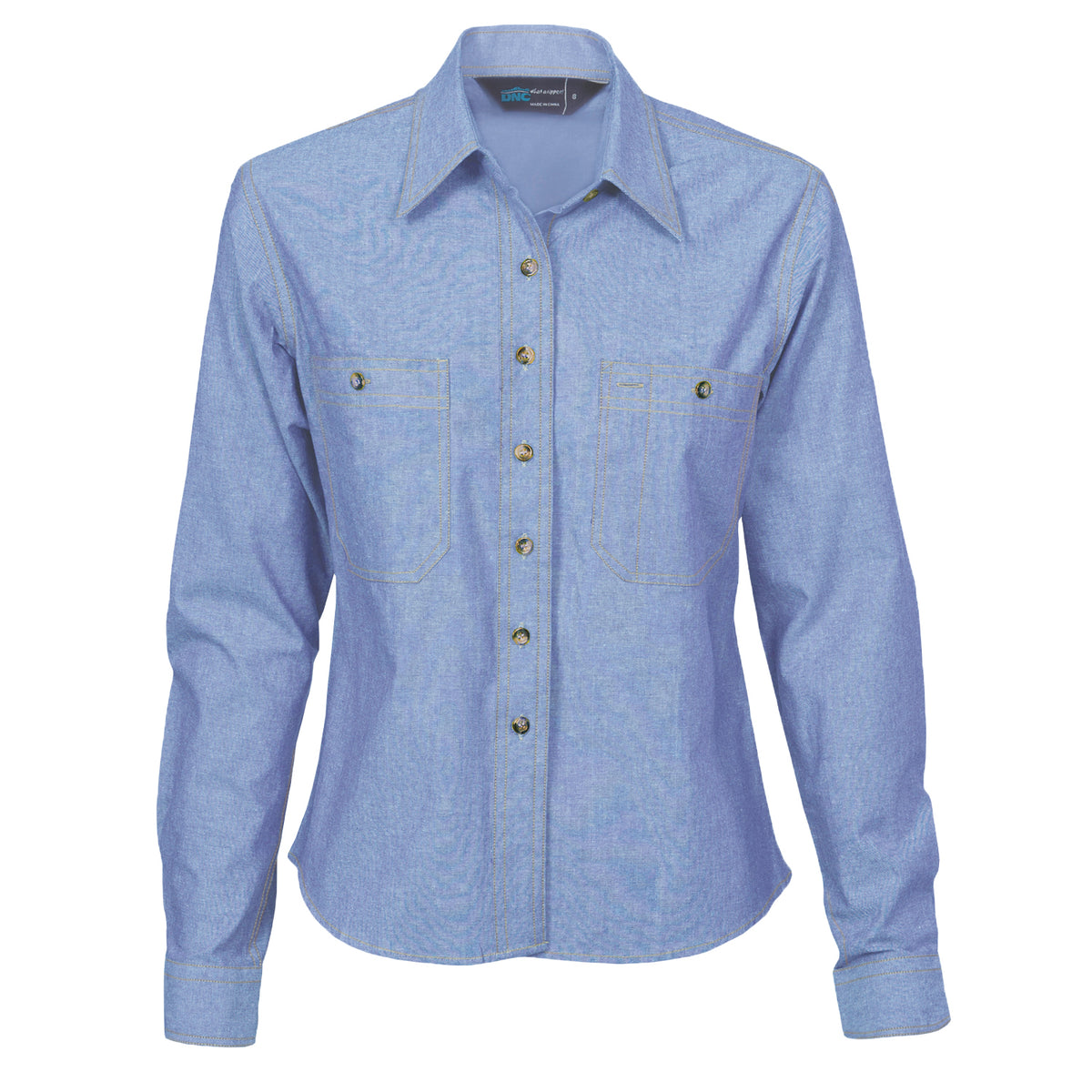 DNC Ladies Cotton Chambray Shirt - Long Sleeve — Chambray
