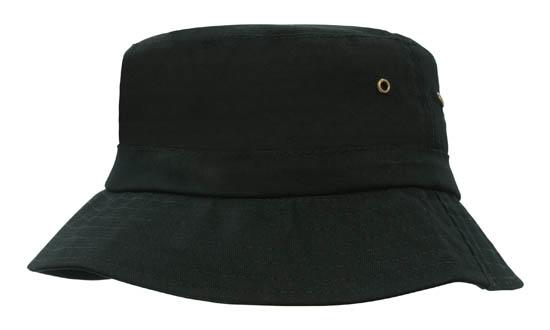 Headwear 4133 Brushed Sports Twill Youth Bucket Hat - Black