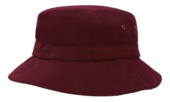 Headwear 4133 Brushed Sports Twill Youth Bucket Hat - Maroon