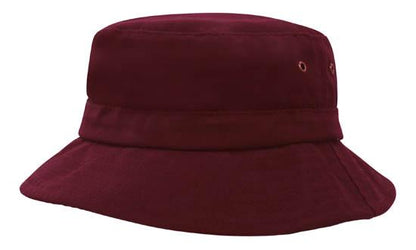 Headwear 4133 Brushed Sports Twill Youth Bucket Hat - Maroon