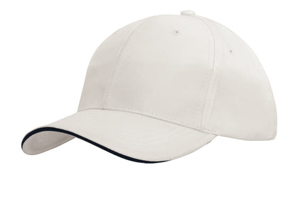 Headwear 4149 Sports Ripstop Cap with Sandwich Trim - White/Navy