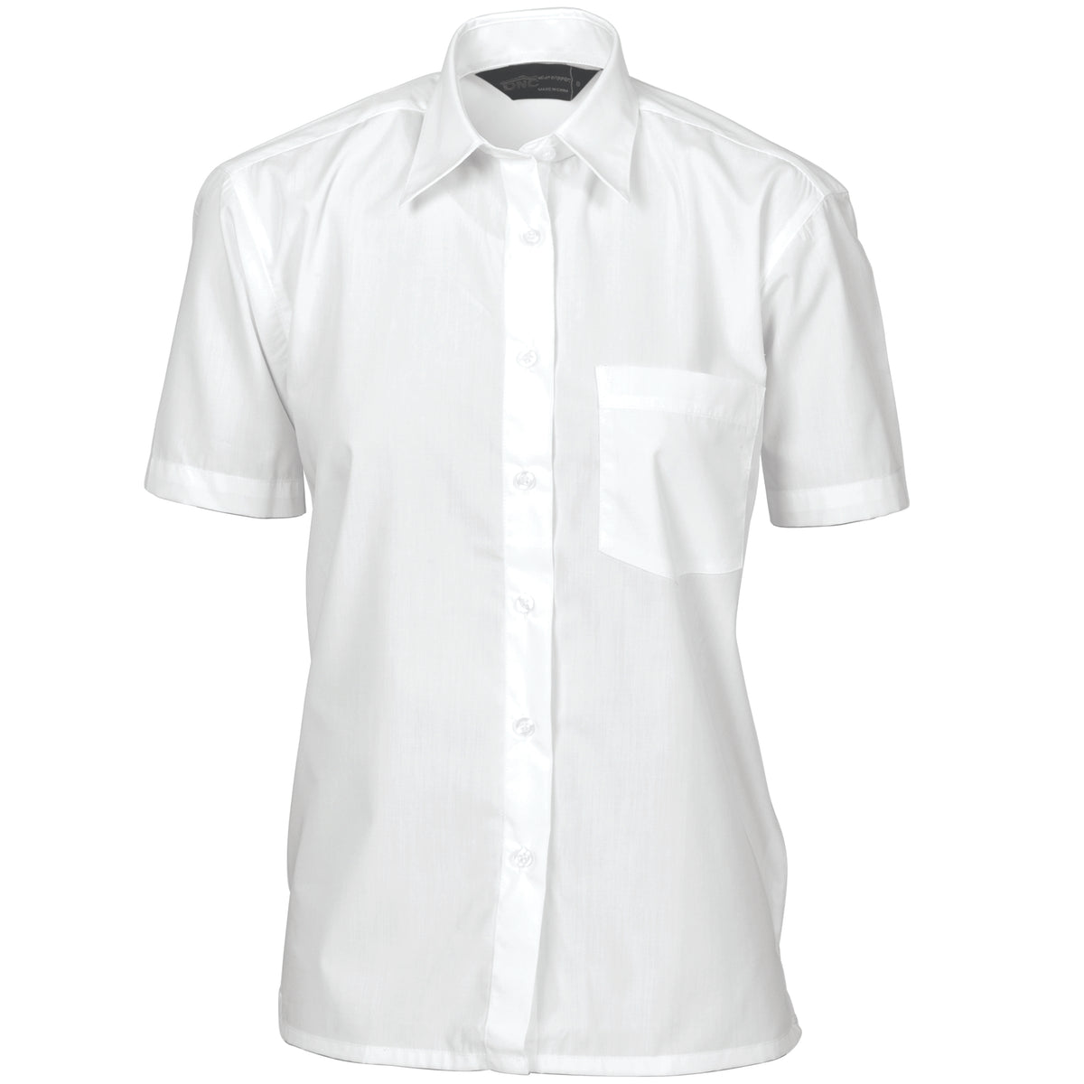 DNC Ladies Polyester Cotton Poplin Shirt - Short Sleeve — White