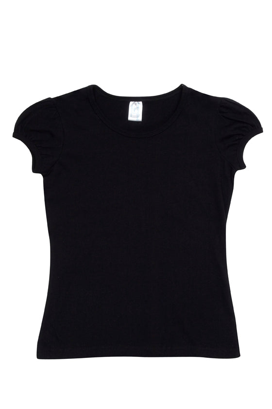 RAMO T301GL Girls Short Puff Sleeve T-shirt — Black supplier product image
