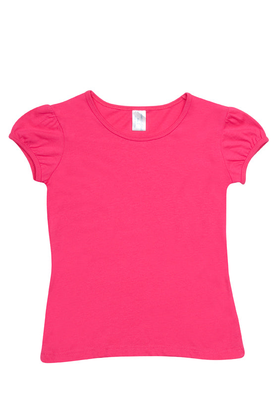 RAMO T301GL Girls Short Puff Sleeve T-shirt — Hot Pink supplier product image