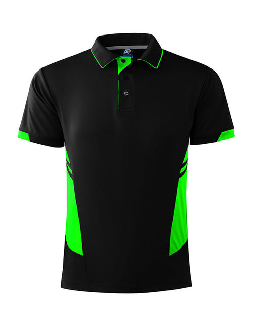 Aussie Pacific Tasman Men's Polo — BLACK/NEON GREEN