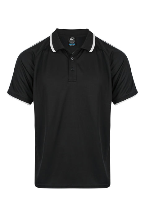 Aussie Pacific 1322 Double Bay Men's Polo — BLACK/WHITE product view