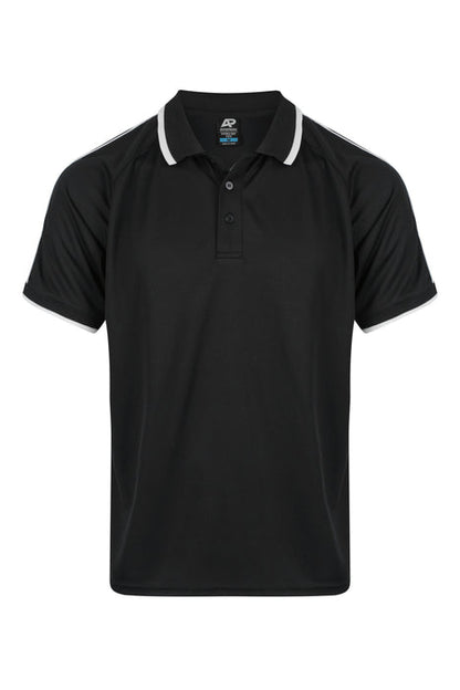 Aussie Pacific 1322 Double Bay Men's Polo — BLACK/WHITE product view