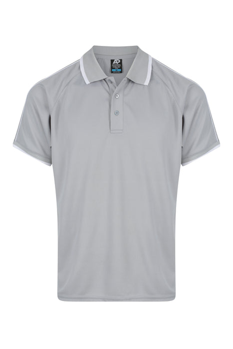 Aussie Pacific 1322 Double Bay Men's Polo — SILVER/WHITE product view