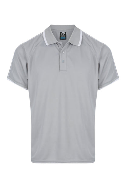 Aussie Pacific 1322 Double Bay Men's Polo — SILVER/WHITE product view