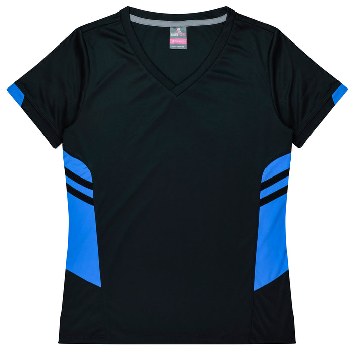 Aussie Pacific 2211 Tasman Women's T-shirt — BLACK/CYAN product view
