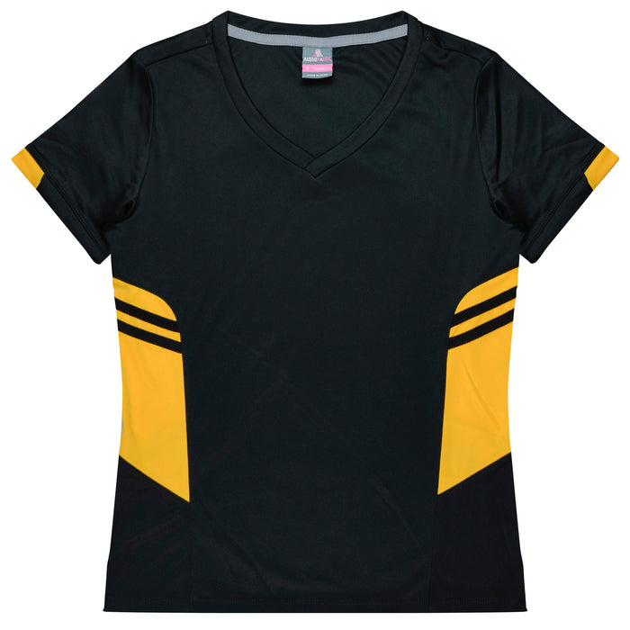 Aussie Pacific 2211 Tasman Women's T-shirt — BLACK/GOLD product view