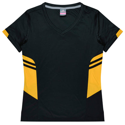 Aussie Pacific 2211 Tasman Women's T-shirt — BLACK/GOLD product view