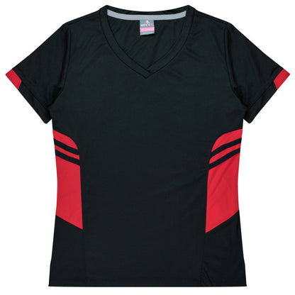 Aussie Pacific 2211 Tasman Women's T-shirt — BLACK/RED product view